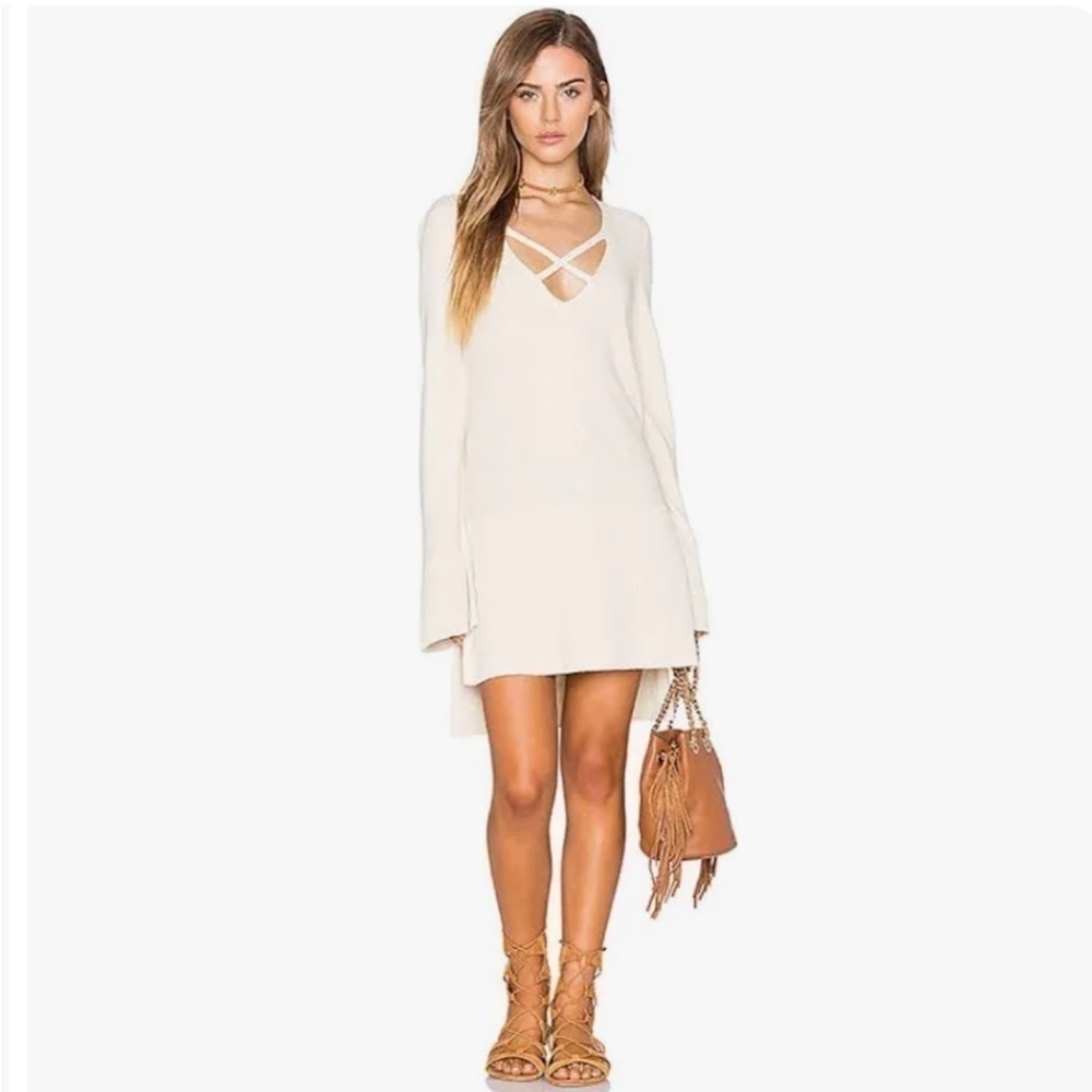 Free People Ivory Crisscross V-Neck Tunic / Sweater Dress